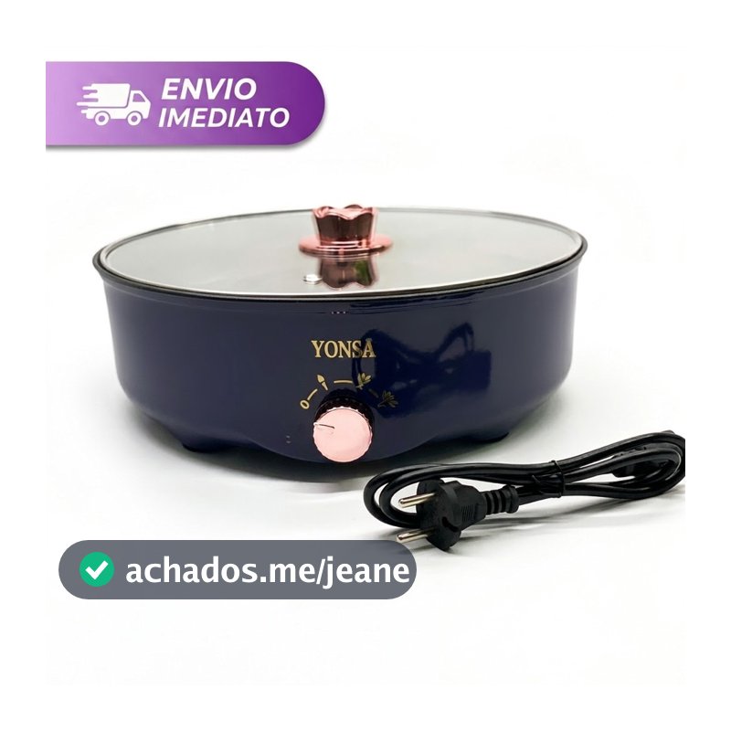 Panela Frigideira Elétrica Multifuncional Antiaderente Tampa de Vidro Portátil Frita Cozinha Assa