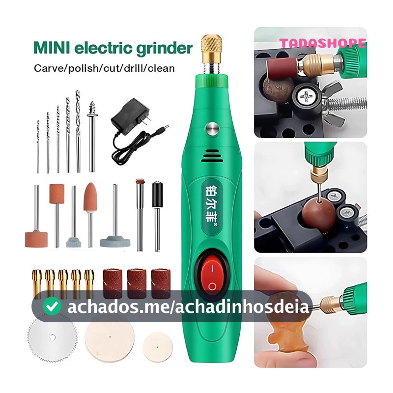 Kit Micro Retifica 24 Peças Elétrica De Velocidade Variável  Rotativas Polimento De Retificação