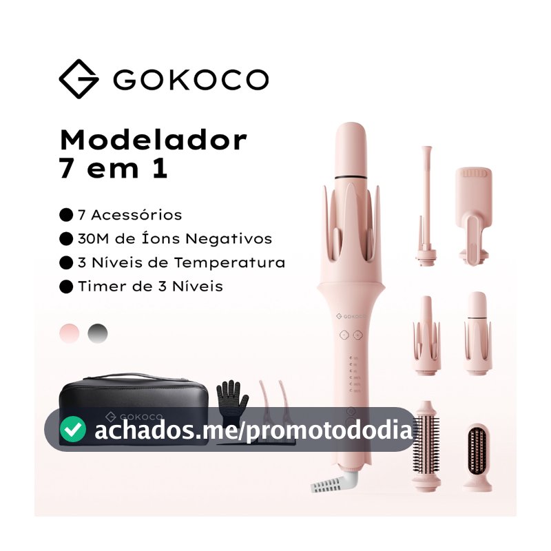 GOKOCO 7 em 1 Modelador de Cachos Multifuncional íons negativos cria diversos estilos de cachos Design bivolt