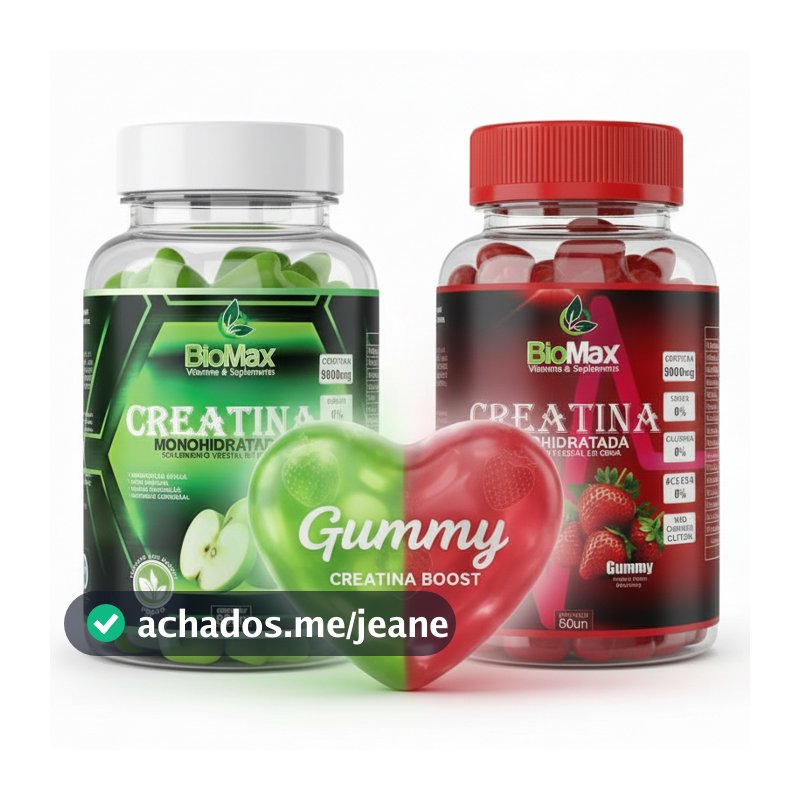 COMBO Creatina em Goma: Sabores Maçã Verde ou Morango (60 unid. cada)