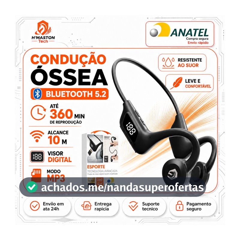 H'MASTON F921 Fone Condução Óssea Fone Para Corrida Fone De Ouvido Para Corrida Fone De Ouvido Esportivo Fone Bluetooth