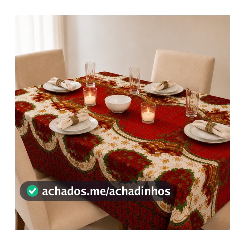 Toalha de Mesa Natalino Oxford Fio Tinto 4 / 6 / 8 Lugares – Elegante, Resistente e Fácil de Limpar
