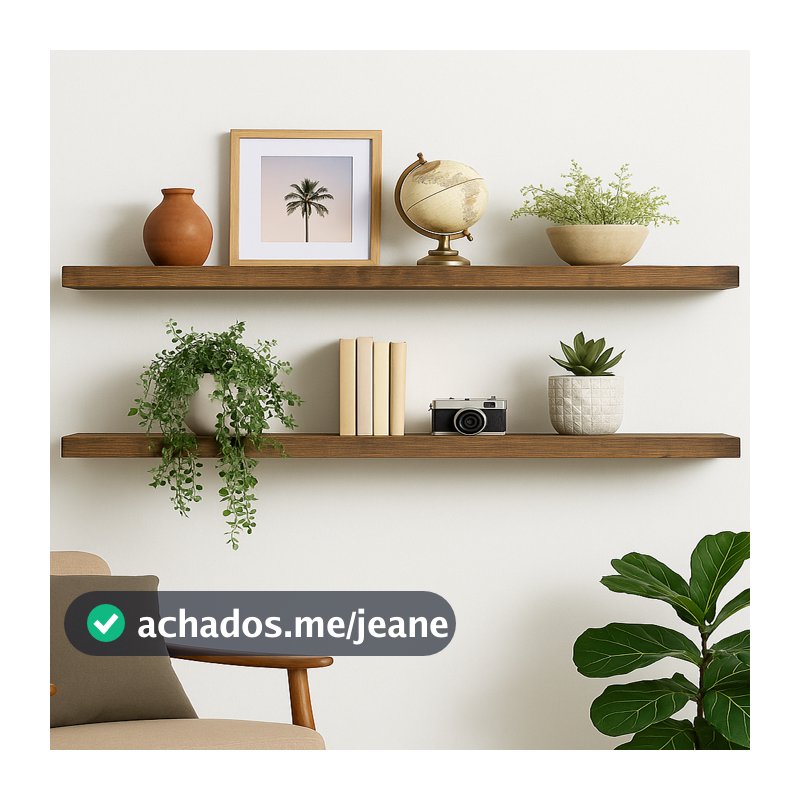 Kit 2 Prateleiras com suporte invisivel Madeira Maciça Envelhecida