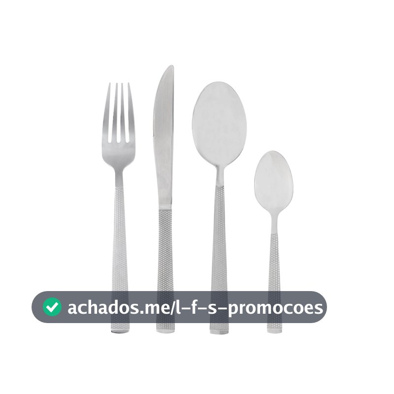 Faqueiro 16 Peças Aço Inox Santorini Lyor Prata Jogo de Talheres Completo para 4 Pessoas Mesa Posta Sobremesa Resistente