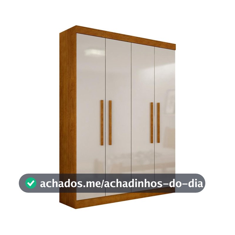 Guarda-Roupa Solteiro Malibu 4 PT Imbuia e Off White
