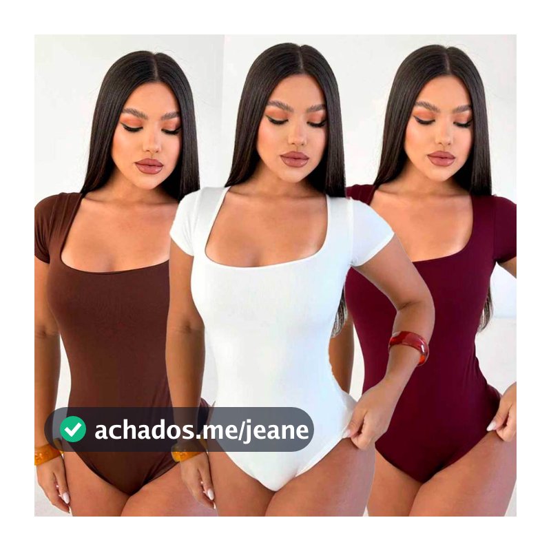 Kit 3 Ou 1 Unidade Body Feminino Decote Quadrado Manga Curta Forro Duplo Suplex Liso Verão