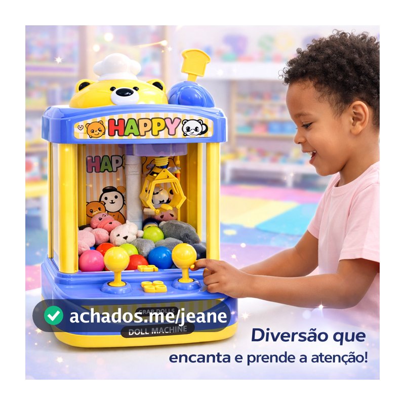 Mini Maquina De Pegar Bichinhos Brinquedo Infantil Garra Amarela Música e Sons Diversão