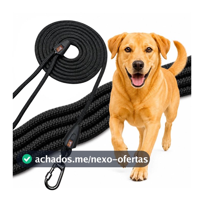 Facepet Guia Corda 2 Metros Resistente Mosquetão De Trava Trela Longa Passeios seguros para cachorro