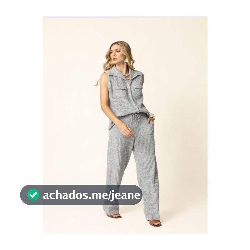 Conjunto Colete e Calça Pantalona Moda em Tricot Inverno