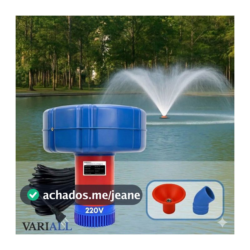 Aerador Chafariz 1cv 0,75kW para Piscicultura Oxigenador Água Lago Açude Tanque Peixes 15m 220V