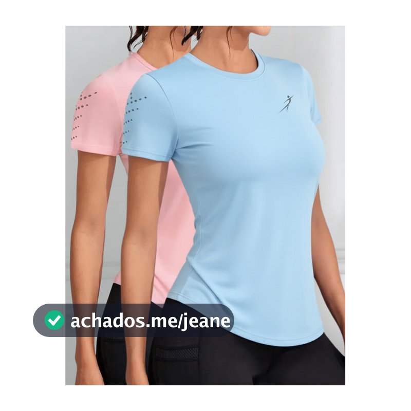 Kit 2 Camisetas Dry Fit Feminina Academia Esportiva Caminhada Corrida Treino Proteção UV Levinha