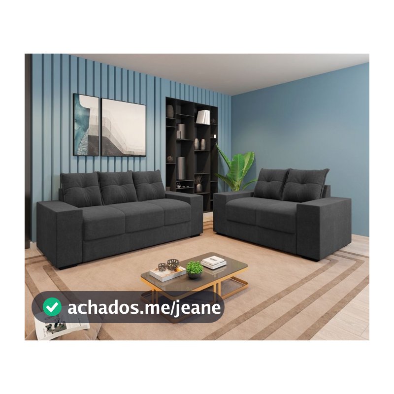 Conjunto Sofá 3 e 2 Lugares Suede Chamego II Flash