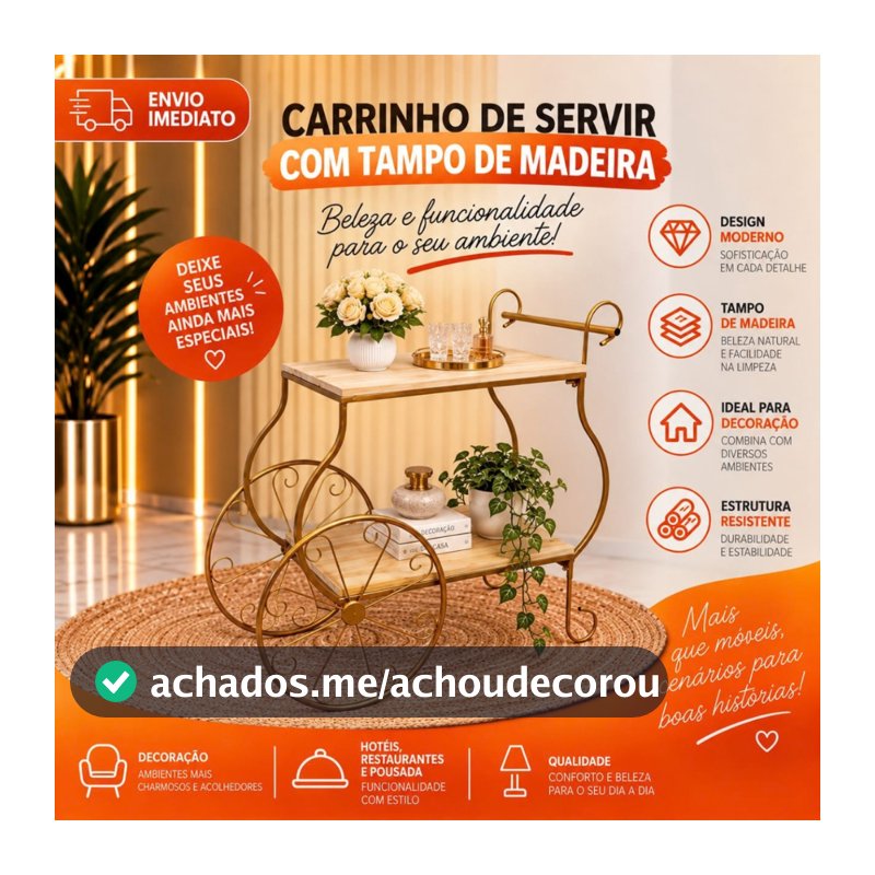 Carrinho De Chá Elegante Bar Café Ferro Madeira  Desmontavel Decoração De Festa