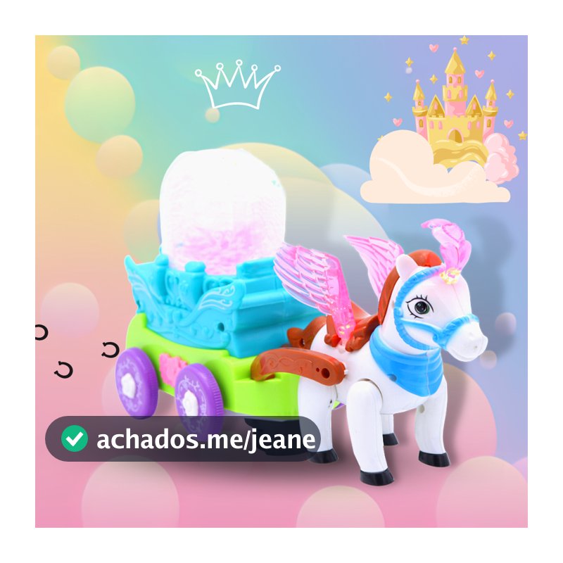 Carruagem Musical Com Luzes Sons E Movimento Bubble led Bate E Volta Princesas Brinquedo Baby