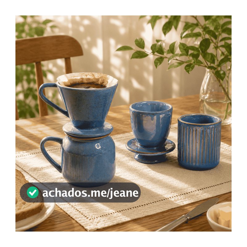 Kit Coador de Café e Manteigueira Francesa Cerâmica Louças Decoração Cafeterias Padarias