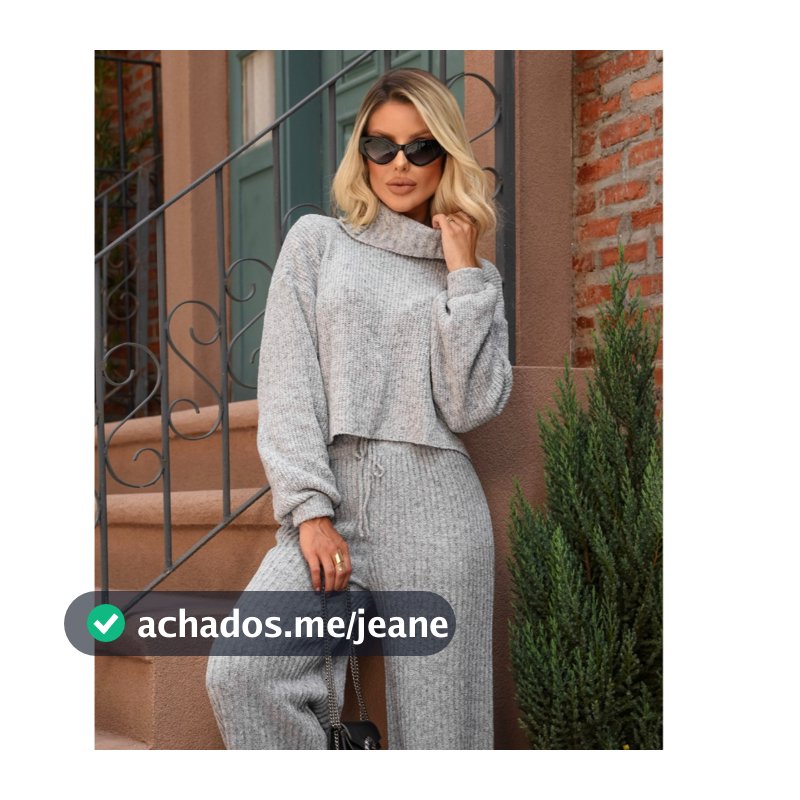 Conjunto Inverno De Frio Pantalona Com Gola Alta de  Mousse Tricô Lançamento.