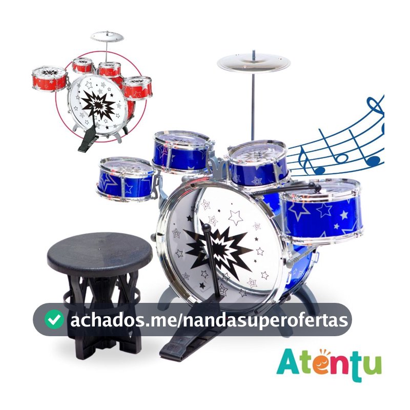 Mini Bateria Infantil Instrumento Brinquedo Musical Prato Tambor Baqueta