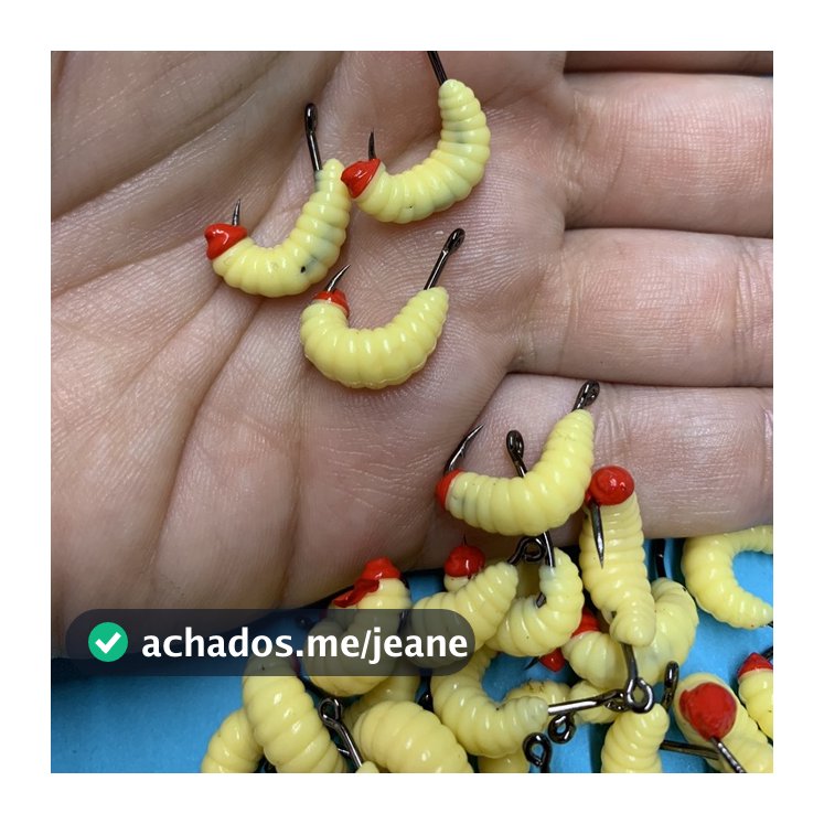 ISCA ARTIFICIAL BICHO DA LARANJA BEGE E VERMELHO COM ANZOL PARA TILÁPIA  PARA PESCA