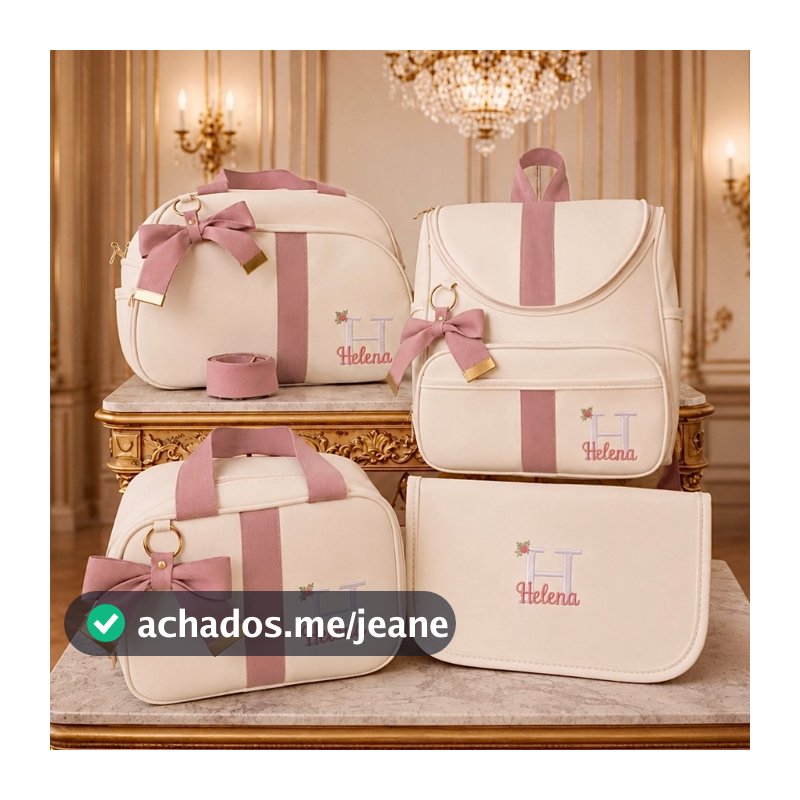 Kit Bolsas Maternidade 4 Peças Luxo, Completo Personalizado térmico e impermeável, Coleção Realeza