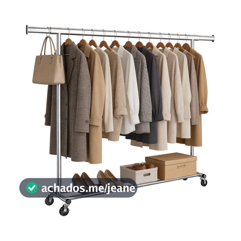 SONGMICS Arara de Roupas Portátil com Rodas, Cabideiro Extensível para Quarto, Suporte Resistente, Prata, 150 kg