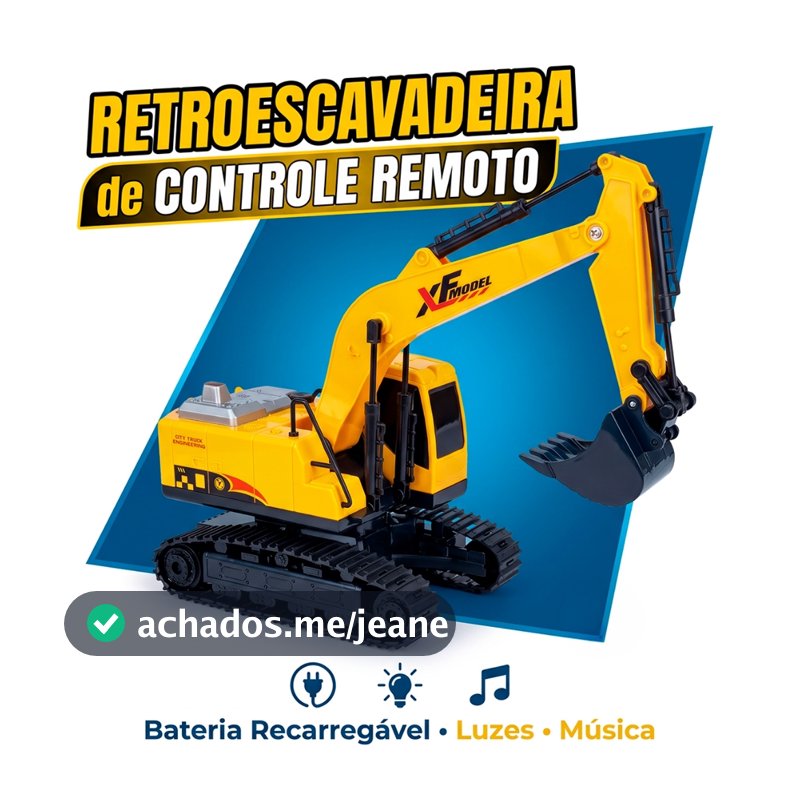Escavadeira Controle Remoto Com Fumaça Sonoro 7 Canais 360° Infantil Menino