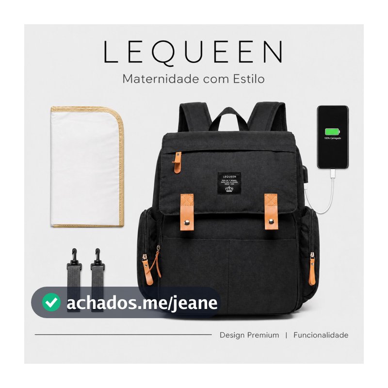 Bolsa Mochila Saída Maternidade Lequeen Multifuncional Grande Encaixe Trocador Lequeen