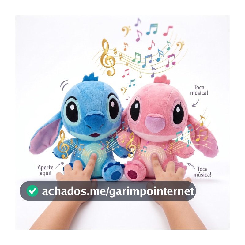 1 ou 2 Pelucias Stitch Angel Musical Infantil Lilo Toca Musica Macio Brinquedo Criança Fofo Azul Rosa
