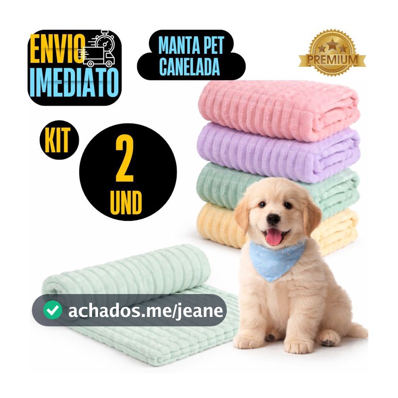 Kit C/2 Manta Pet Soft Canelada 1.00 x 0.90 Premium Antialergica Bebe Cachorro Gato Frio  Fofinho