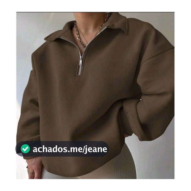 Blusa moletom franelado feminino con ziper frontal manga longa uso casual outono invierno