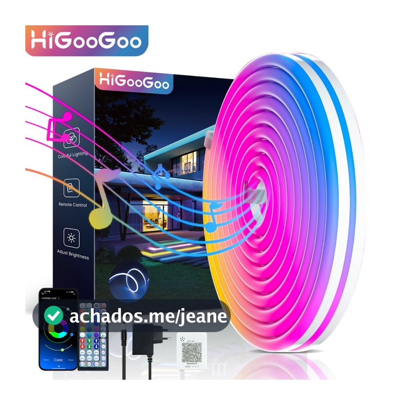 HiGooGoo Fita de Led Neon APP Controle Remoto 30/20/10/5 Metros  RGB Led Colorido Luz Decoração Carnaval Natal Festa