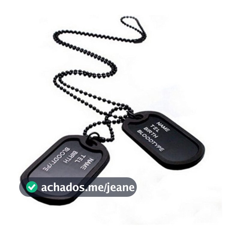 Estilo Militar do Exército: Colar Masculino com Pingente de Tag de Cão, Corrente de Link Preta de Quatro Fileiras