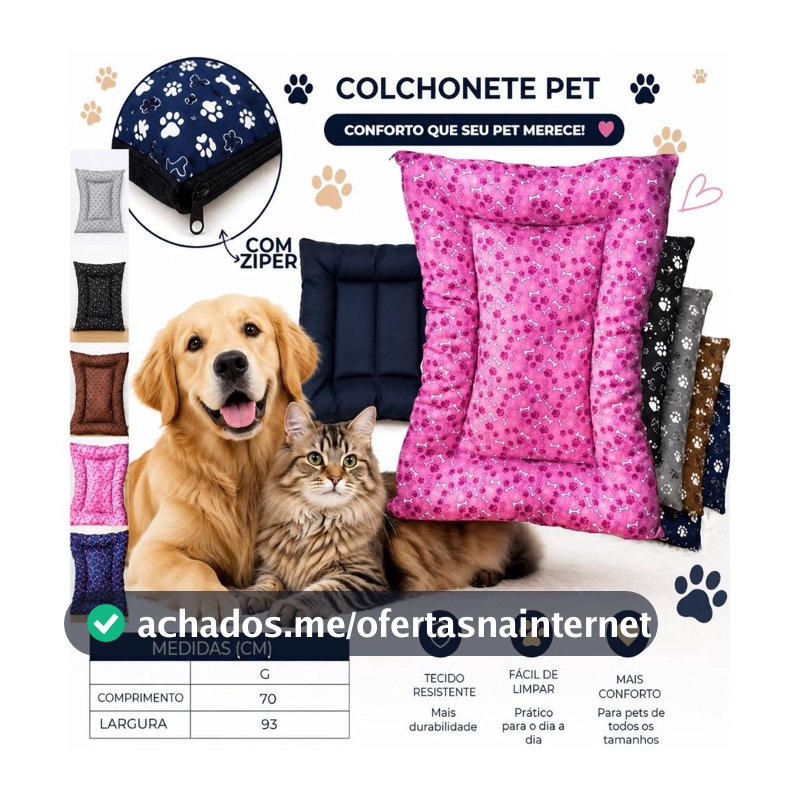 Cama Colchonete para pet Cachorro Gato Grande 93 x 70 cm