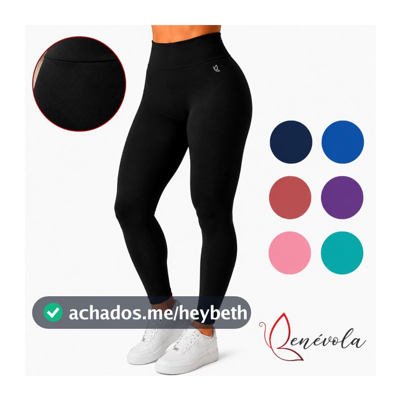 Calça Legging Feminina Benévola Poliamida Sem Costura Grossa Cintura Alta Zero Transparência Fitness