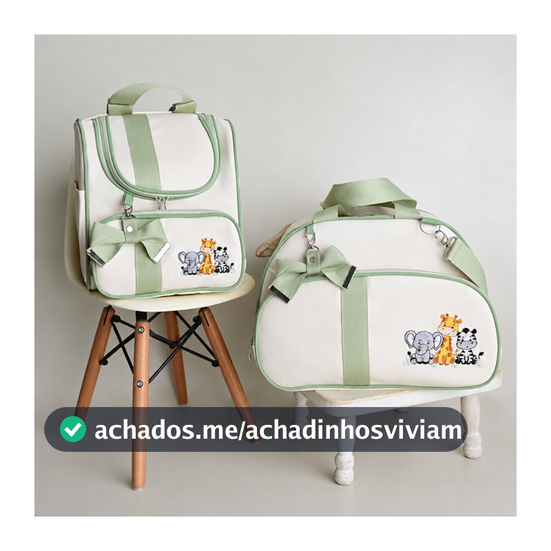 Kit de Bolsas Maternidade para Bebê Luxo Mochila Mala 2 Peças Safari Passeio Viagem Organização