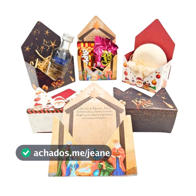🎅Caixa Mini Envelope de Natal porta Sabonete, bombom, sonho de valsa e lembrancinhas Natalinas