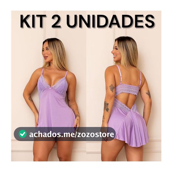 Kit 2 Camisola Sexy Renda | Costa Nua | Pijama Sensual | Roupa de Dormir Sexy | Sem bojo