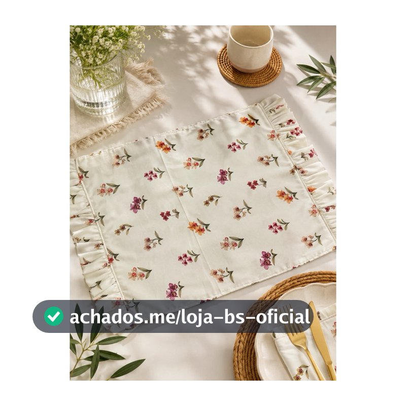 kit Jogo Americano Farmhouse Retangular Babadinho Floral Orquídea Delicado Atemporal Rústico