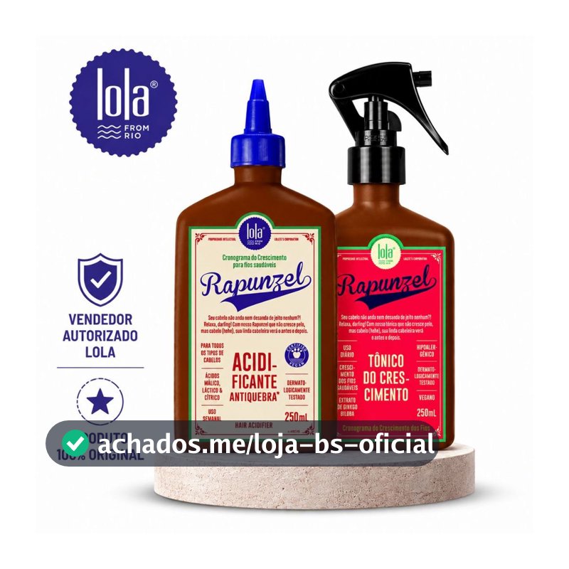 Kit Lola Cosmetics Rapunzel Original | Tônico Antiqueda 250ml + Acidificante 250ml | Crescimento e Fortalecimento
