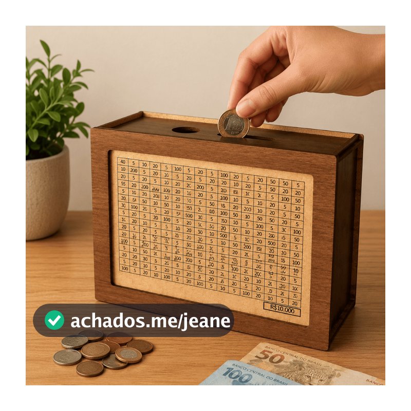 Cofre Desafio 10Mil Woodbox Cofrinho Caixa De Dinheiro Poupança - MDF Premium presente natal