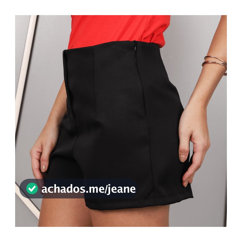 Shorts Feminino de Alfaiataria Elastano Cintura Alta Curto com Bolso Verão Barata Premium Com Sinto