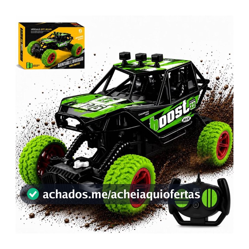 Carrinho Controle Remoto Pilha 4x4 Jeep Off Road Anda Na Terra Monster Truck envio rapido