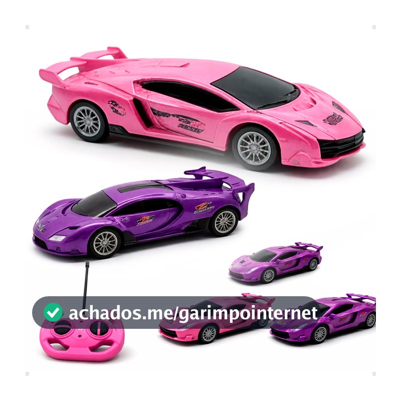 Brinquedo Carrinho Controle Remoto Feminino Super Rápido Rosa Com Luz