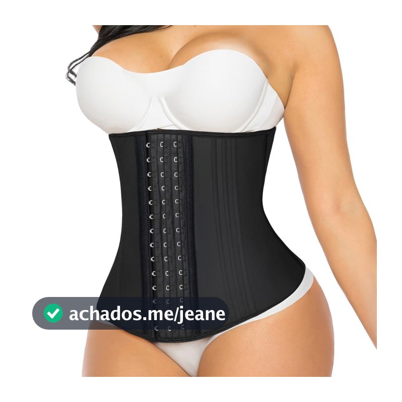 Cinta Modeladora Waist Trainer Pós Parto Cintura Alta 16 Varetas Flexíveis Ajustável Suporte Abdominal e Lombar