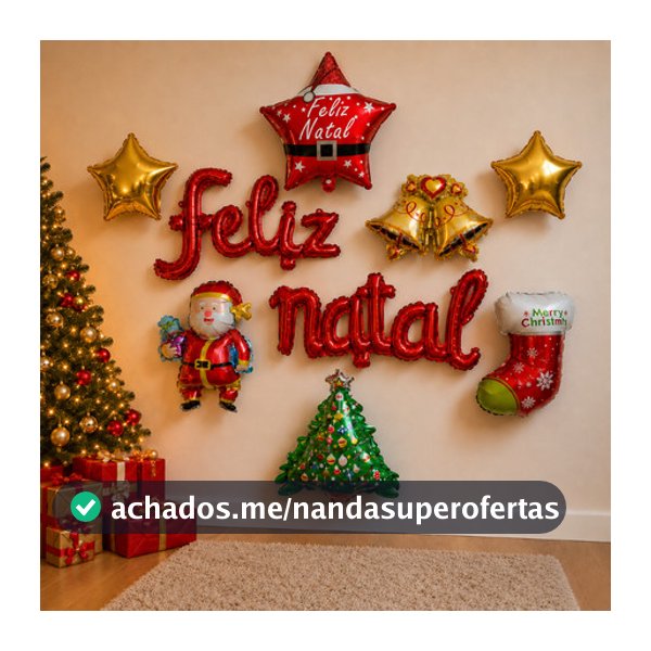 Kit Balões Natalinos Decoração de Natal Feliz Natal Papai Noel Árvore Estrelas Festa