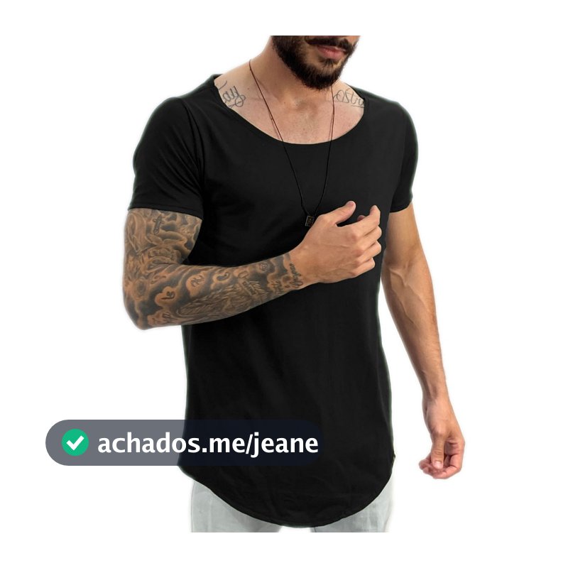 Camisa Masculina Longline Slim Camiseta Longline