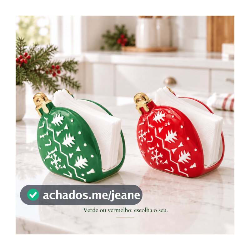 Porta Guardanapo de Natal Decoração Natalina Cerâmica