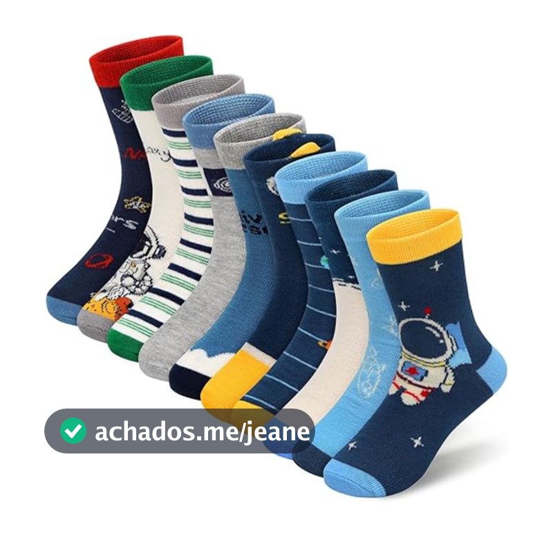Kit Pares De Meia Infantil Cano Longo Menino 2, 4, 6, 8 e 12 anos Desenhos Divertidos Para Criança