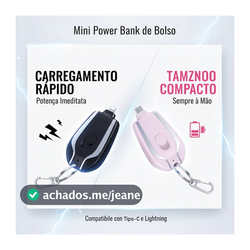 Carregador De Chaveiro Portátil | 1500mAh Ultra-Compacto Mini Pacote De Bateria Carregamento Rápido
