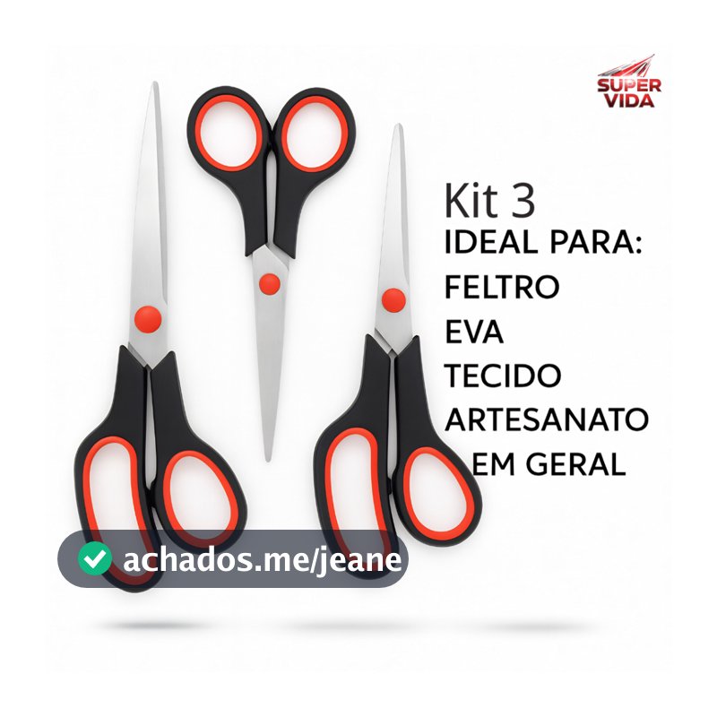 Kit 3 Tesouras Profissionais Multiuso 5.5/7.5/8.5" Luatek Costura Artesanato Domestico