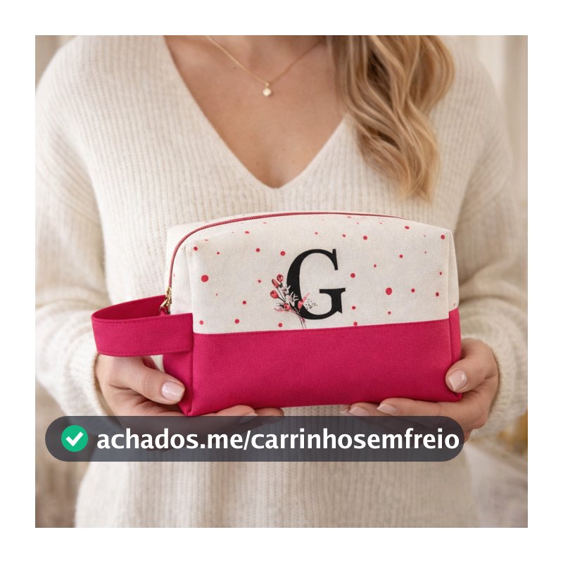 Necessaire Feminina Personalizada com Inicial Box com Alça Porta Maquiagem Bolsa Viagem